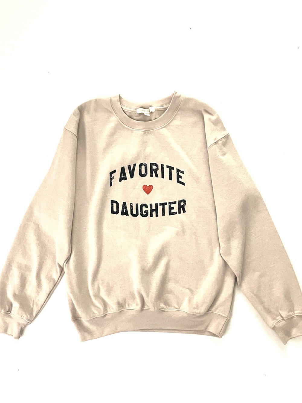 Favorite Daughter Heart Logo Beige Crewneck Sweatshirt, Small